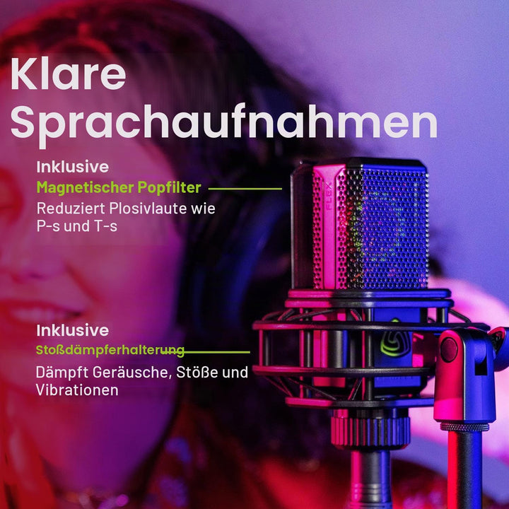 XLR-Kondensatormikrofon mit Mehrfachcharakteristik für Stimme, Gesang, Instrumentenaufnahmen &amp; ander