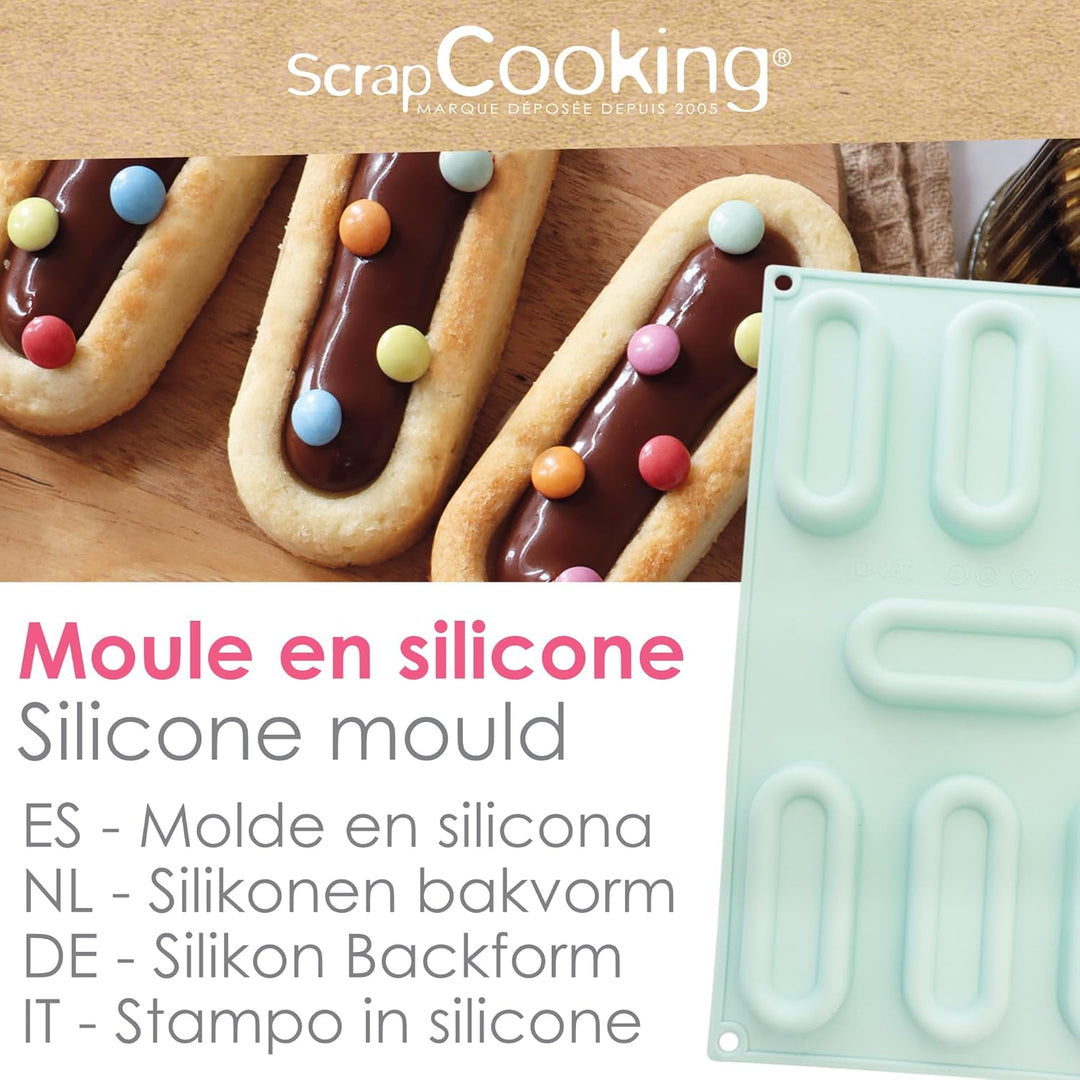ScrapCooking - Silikonform für 7 Finger-Kekse - Backform für Riegel & Barquettes - Für Ofen & Gefrie