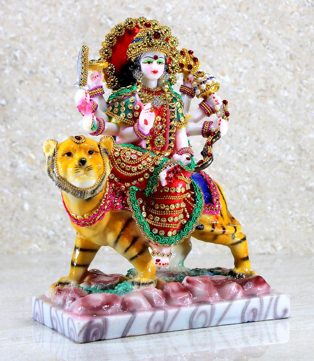 Esplanade Harz Maa Durga MATA Rani Murti Idol Statue Skulptur für Zuhause Mandir – Mehrfarbig (25,4