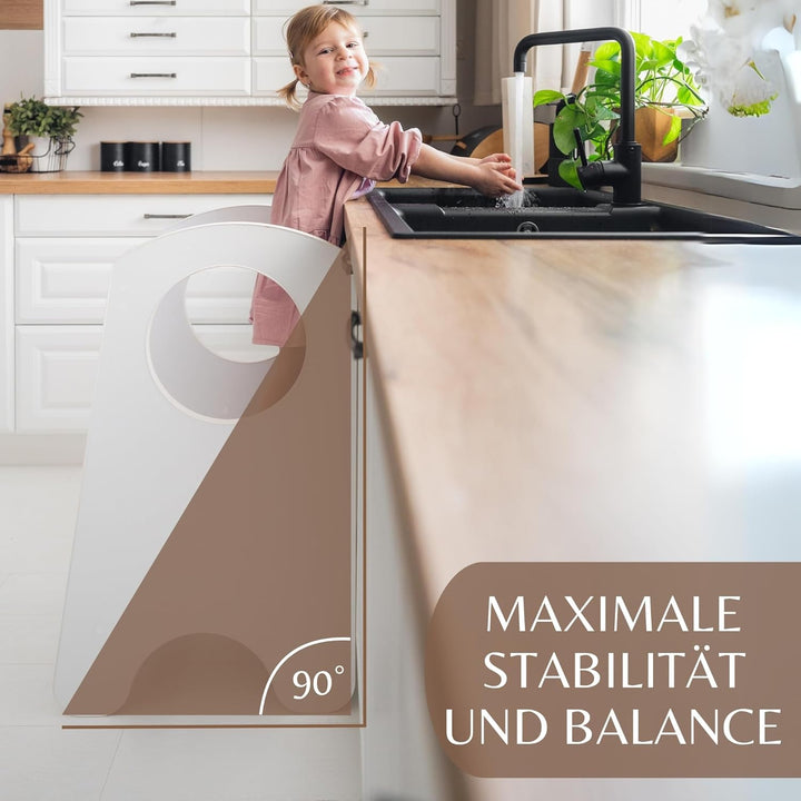 KIDIE Kinder Lernturm ab 1 Jahr, Montessori Höhenverstellbar Lernstuhl Baby, Toddler Learning Tower