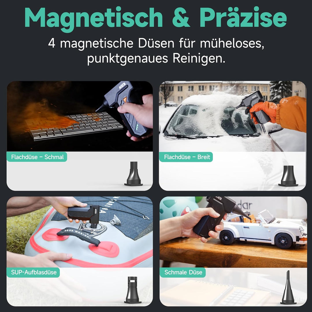 Kica JetFan Ultra Elektrisches Staubgebläse & Druckluftspray – 130000 U/min, 48 m/s Windgeschwindigk