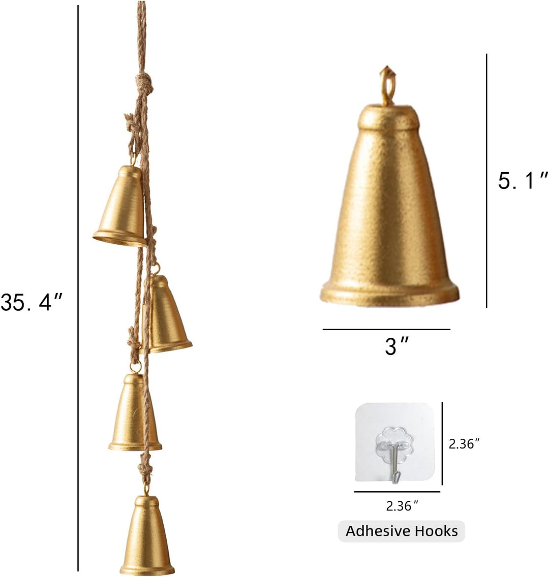 Weihnachtsglocken, goldene Kuhglocken, Weihnachtsdekoration, Innenbereich, 4 Stück, rustikale Messin