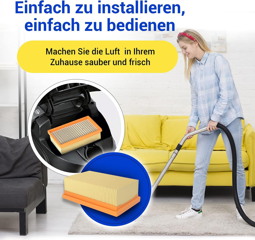 VIOKS 5x Flachfaltenfilter Staubsauger Filter Ersatz für Kärcher KFI 4410 2.863-005.0 28630050 MV4 M
