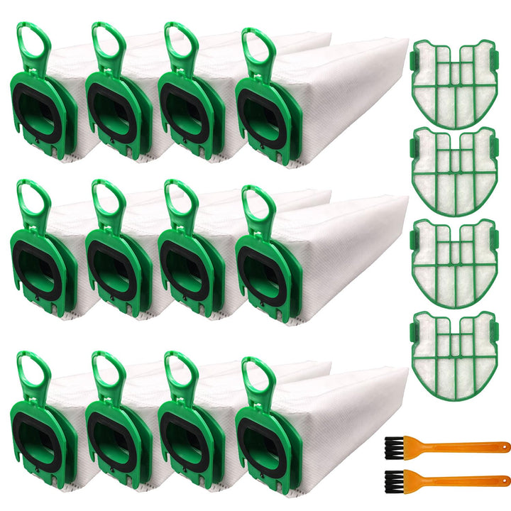 12 Stück Staubbeutel für Vorwerk Kobold VB100,Staubsaugerbeutel,Mit 4 Motorfiltern, 2 Bürsten, Staub