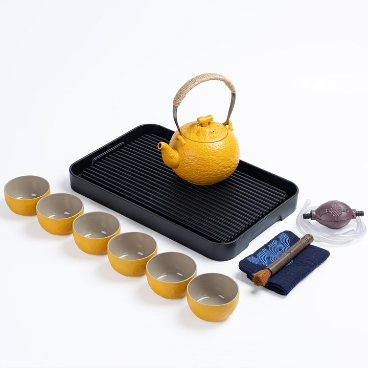 TEANAGOO Teekanne Komplettes japanisches Teeset für Frauen, orangefarbenes asiatisches Keramik-Teese