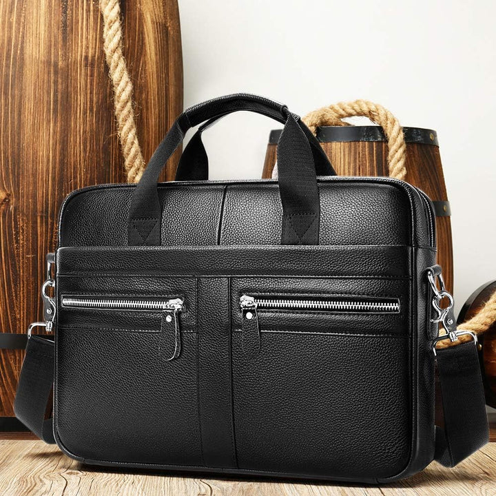 VINBAGGE Businesstasche Herren Leder Aktentasche Männer Handtasche Vintage Laptoptasche Arbeitstasch