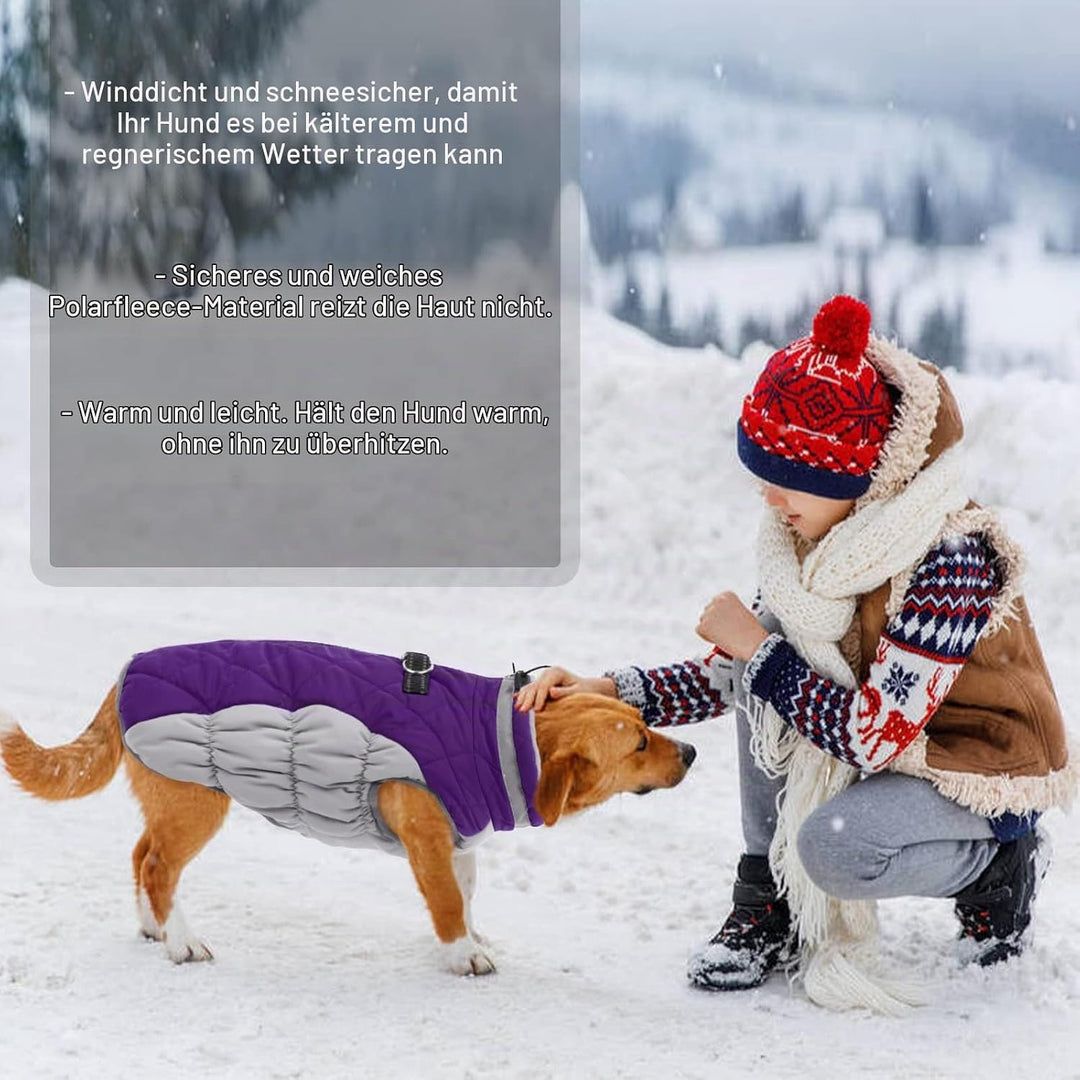Kuoser Hundejacke Wintermantel für Mittelgrosse Hunde - Wasserdichte Winterweste Mit Geschirr - Warm