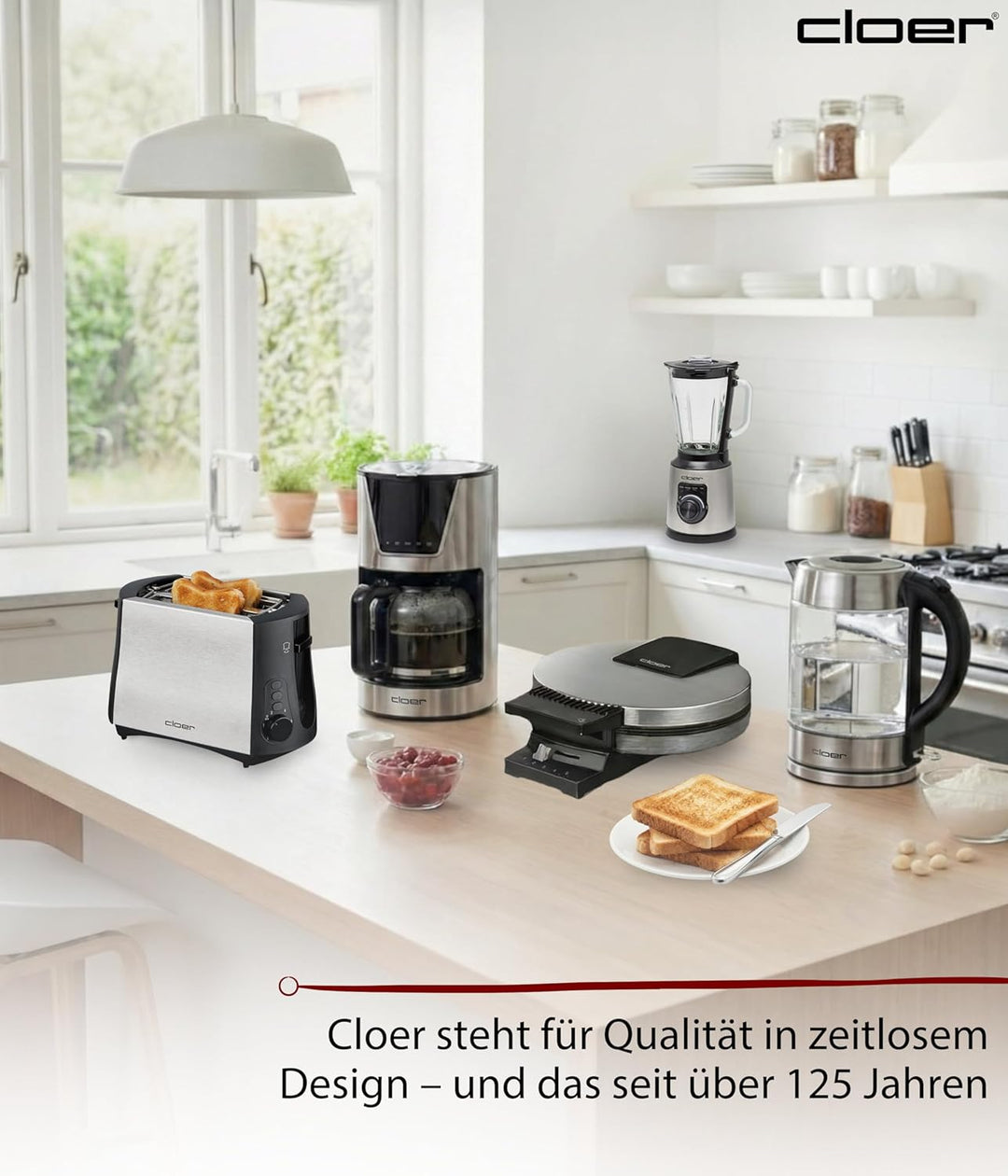 Cloer 3419 Toaster für 2 Toastscheiben, 825 W, integrierter Brötchenaufsatz, Nachhebevorrichtung, Kr
