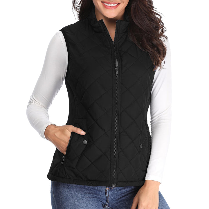 MISS MOLY Damen Weste mit Stehkragen Weste Jacke Winter Warm Ultraleicht Schwarz 34, Schwarz 34