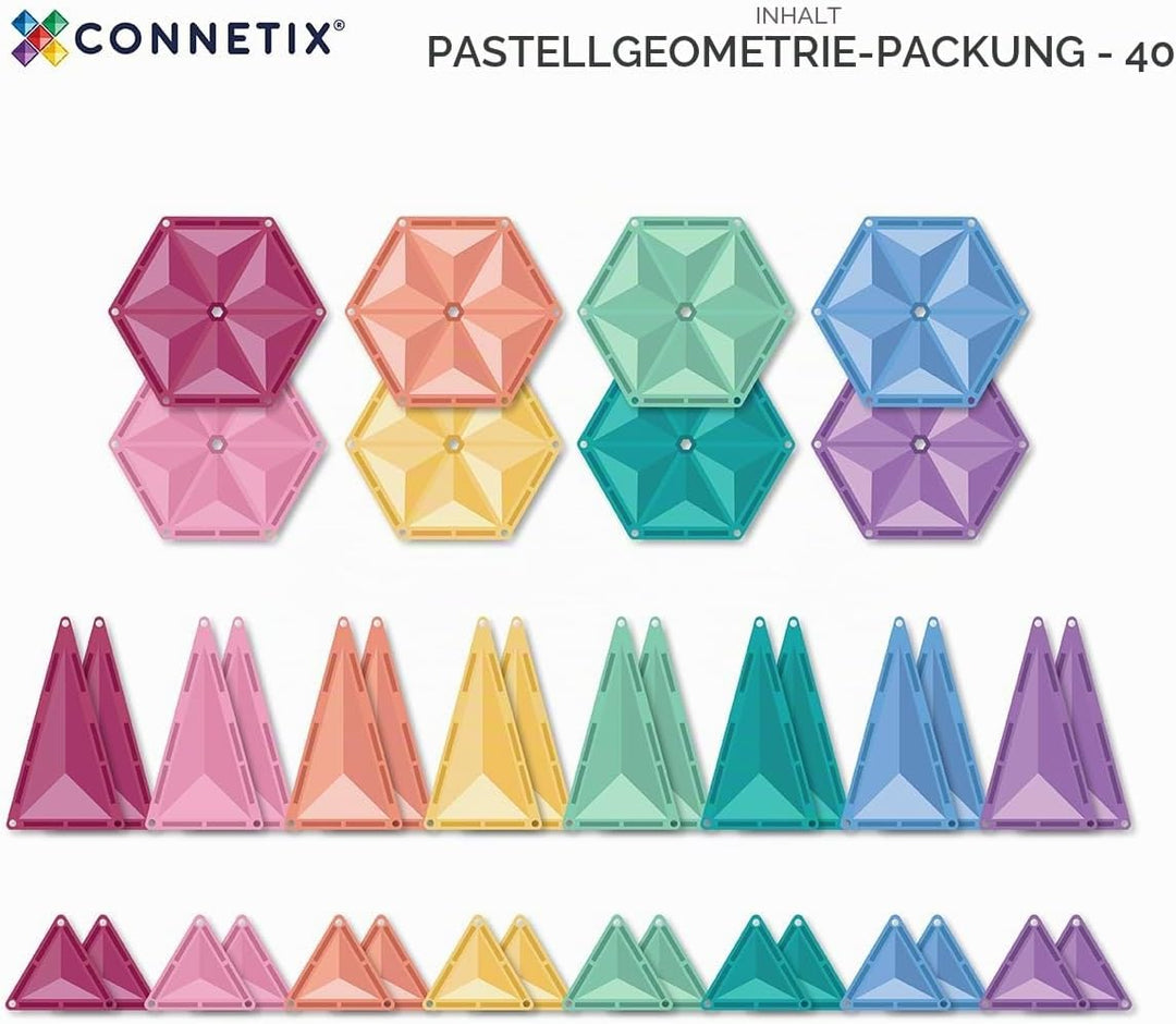 Connetix Fliesen 40 Stück Pastell-Geometrie Pack von magnetischen Fliesen | Wo Spiel und Lernen verb