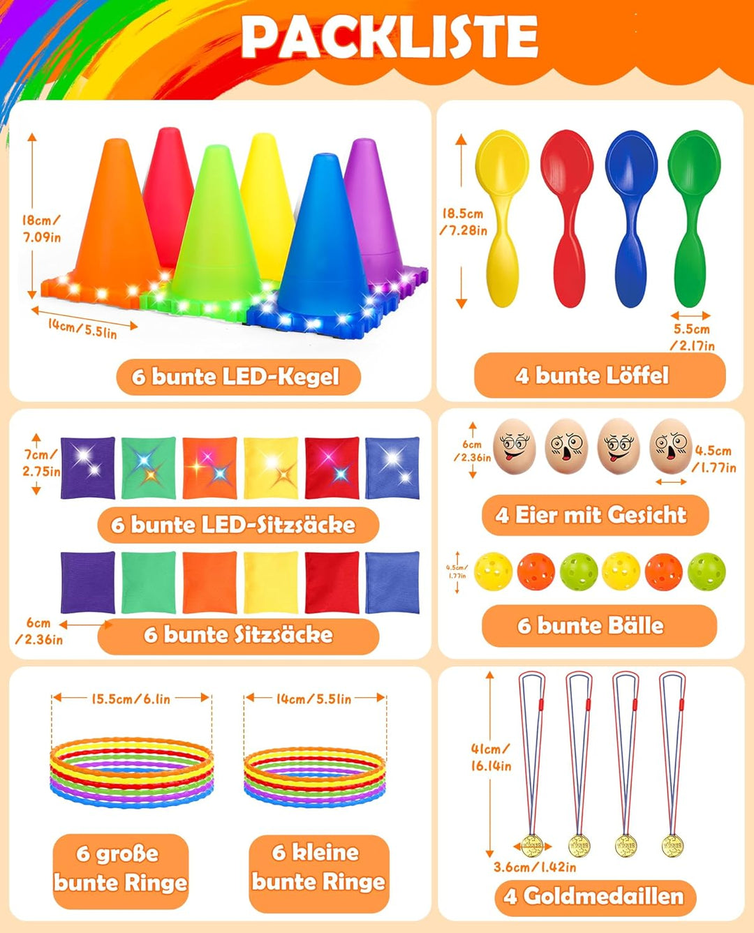 Eocolz Light Up Pylonen Kinder Outdoor Spiele Wurfspiel Cornhole Spiel Outdoor Gartenspielzeug Ringw