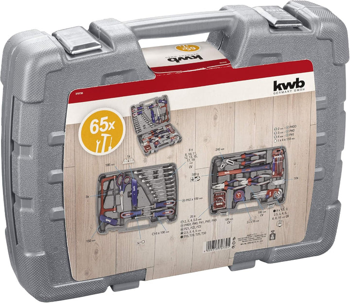 kwb Werkzeug-Koffer inkl. Werkzeug-Set, 65-teilig & H+H Werkzeug 45200 45500 VDE Standardprüfer 4520