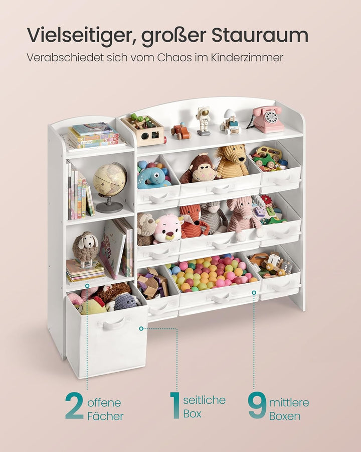 SONGMICS Kinderregal, Spielzeug Aufbewahrung, Spielzeugregal, Montessori Regal, 2 offene Fächer, 9 m