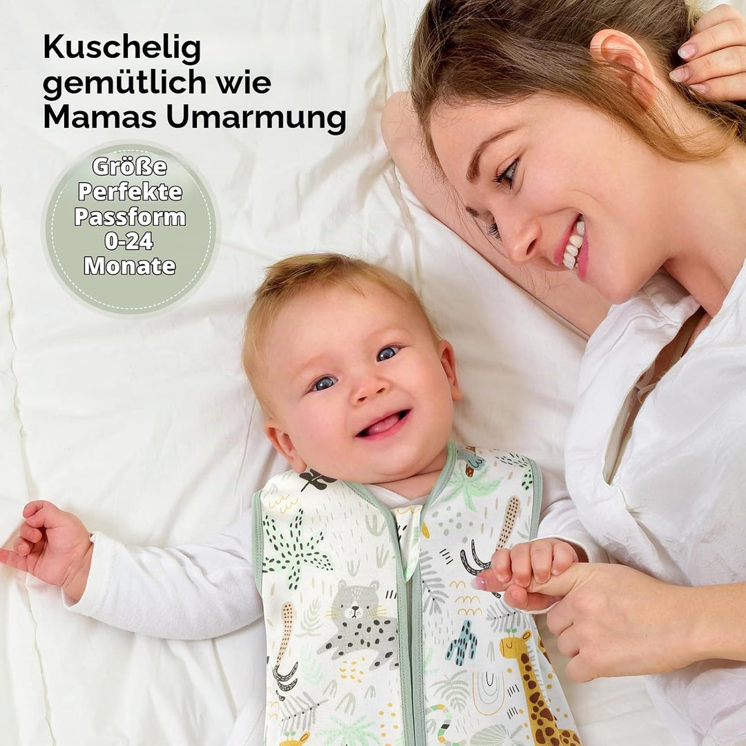 Yoofoss Schlafsack Baby Sommer 0.5 Tog - 90cm/18-24 Monate 100% Baumwolle Sommerschlafsack Babyschla