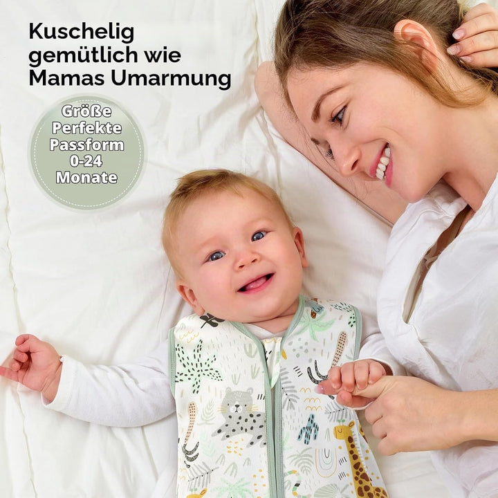 Yoofoss Schlafsack Baby Sommer 0.5 Tog - 90cm/18-24 Monate 100% Baumwolle Sommerschlafsack Babyschla