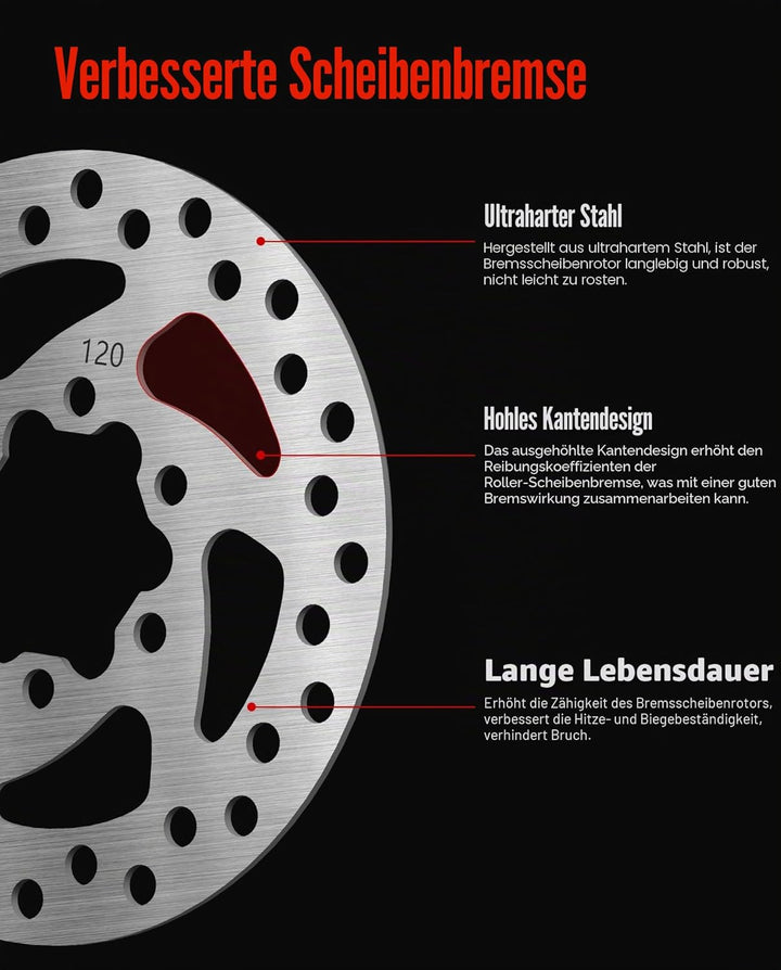 120 mm Roller Bremsscheibe Rotor Pad 6 runde Löcher kompatibel mit Segway Ninebot ZT3 PRO ZT3 PROE Z