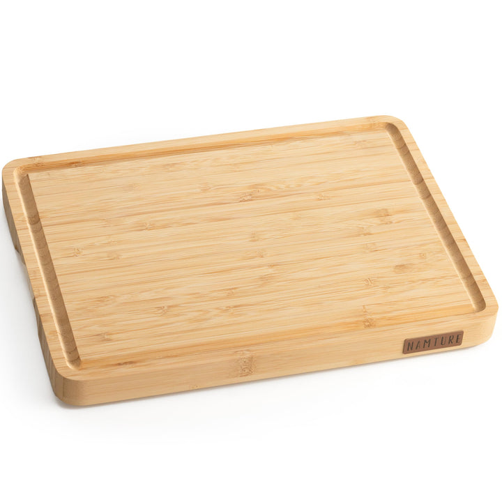 Schneidebrett Bambusholz (Cutting Board) L (33 × 24 × 2,5 cm) – Stirnholz, extra dick, Premium-Öl, m