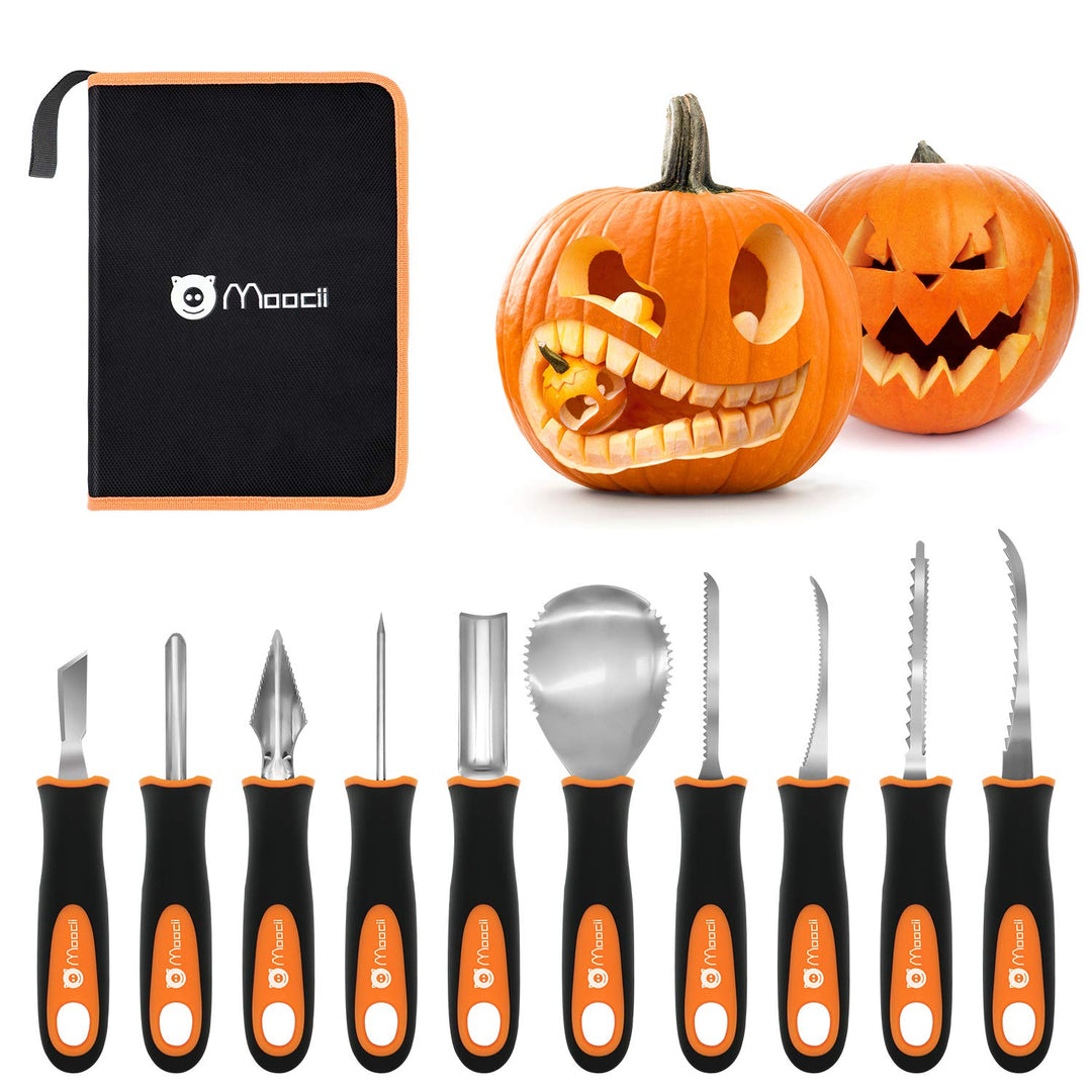 Moocii kürbis schnitzwerkzeug für Halloween DIY Dekoration 10 Stück Werkzeug Doppelseitiges Bildhaue