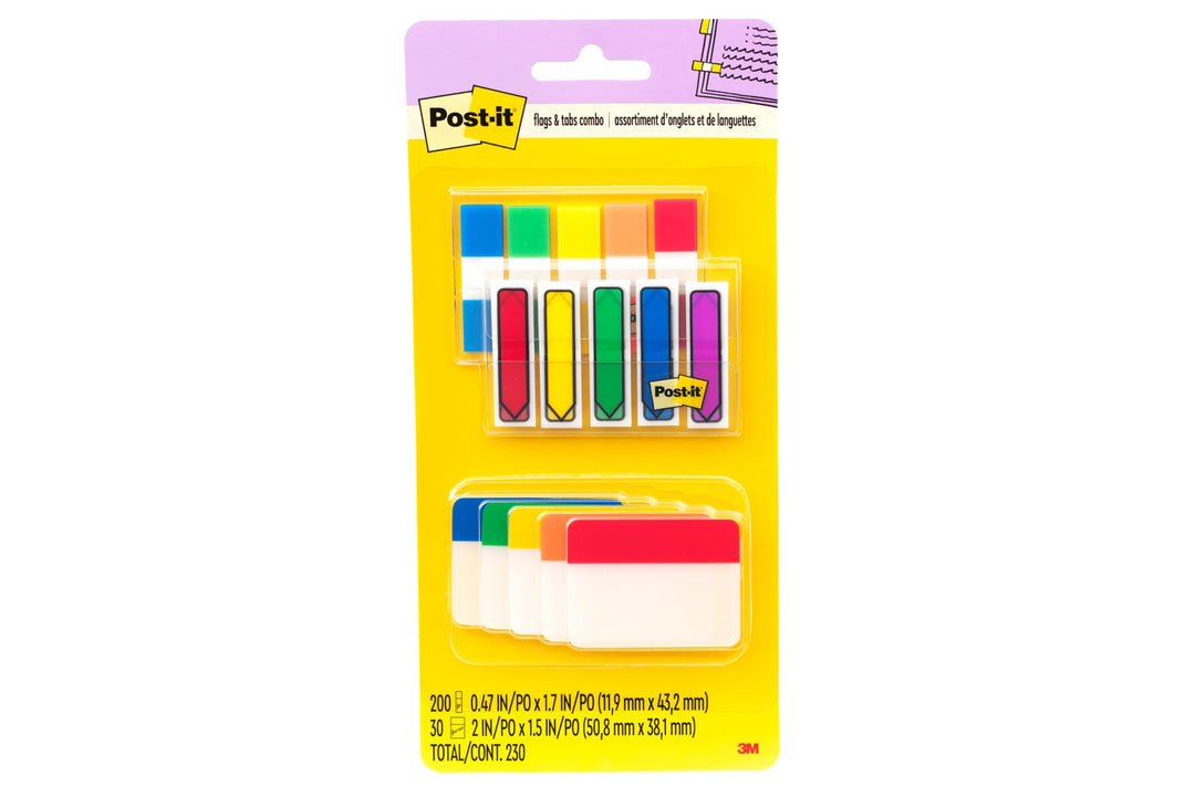 Post-it Flags and Tabs, 200 .47 in. x 1.7 in. Flags, 30 2 in. x 1.5 in. Tabs, TOTAL 230, (686-XLP) 2