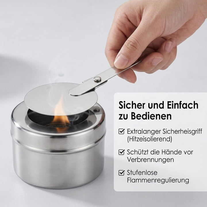 HEMOTON Edelstahl Brennstoffbehälter 2 Stück Mit Deckel Für Spiritusbrenner Chafing Dish Brennpasten