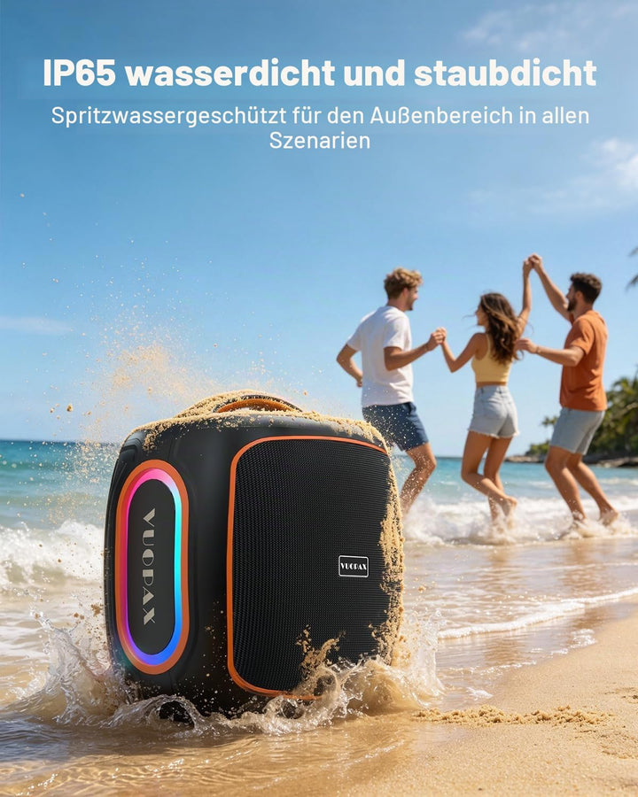 Bluetooth Lautsprecher Gross 120W, Tragbare Musikbox mit kraftvollem Sound, 6,5'' Woofer, Tiefbass &