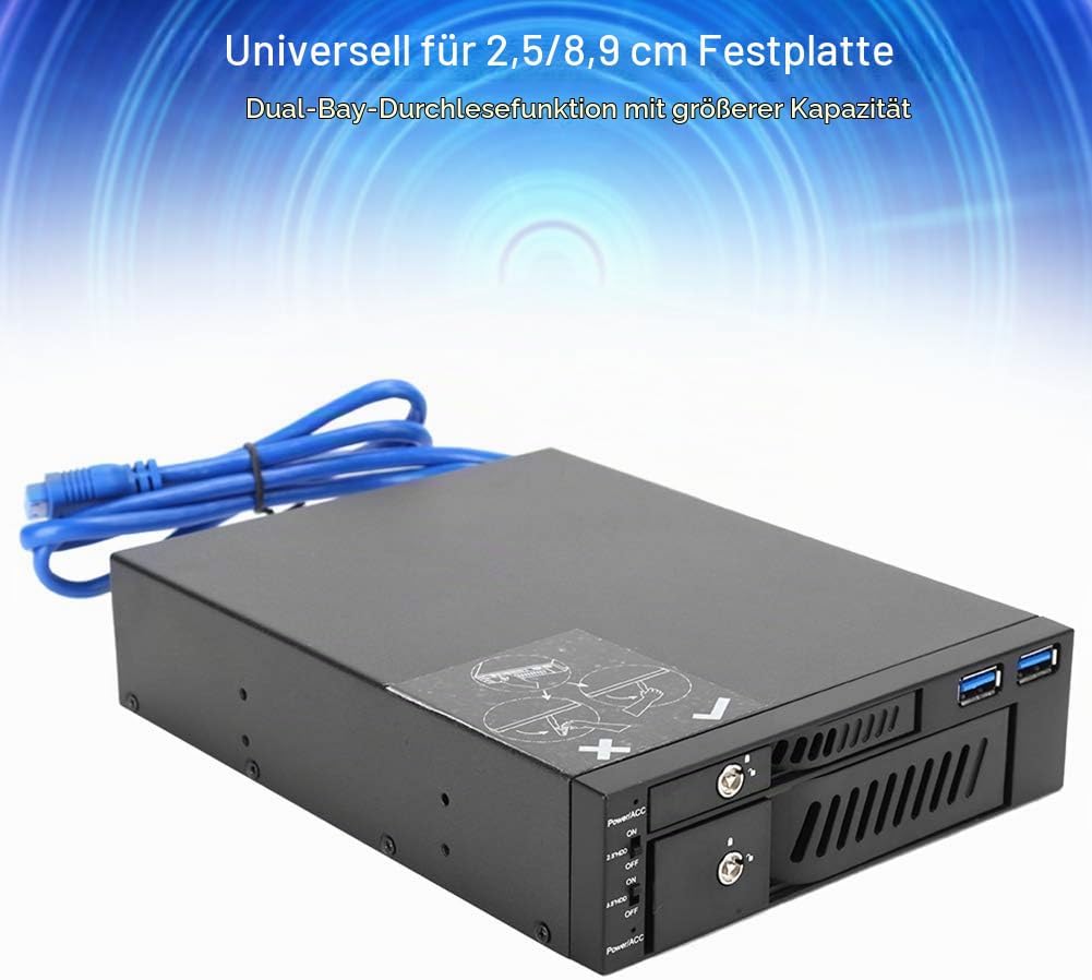 3,5 Zoll Wechselrahmen SATA Mobile Rack, Mobiles Festplatten Rack, Festplattenschutzgehäuse für 2.5/