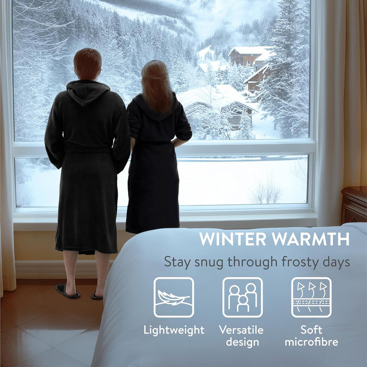 HOMELEVEL Bademantel Morgenmantel Unisex - kuschelweicher Reisebademantel Saunamantel - Mikrofaser M