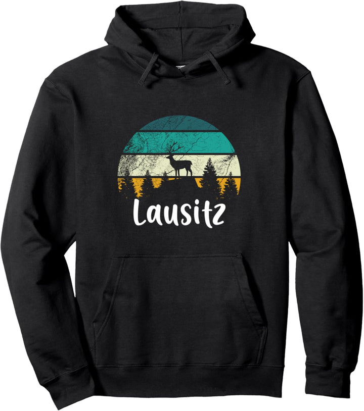Lausitz Heimat Urlaub Hirsch Wald Motiv Wandern Lausitzer Pullover Hoodie