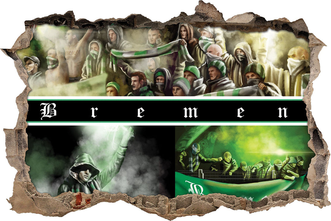 Bremen Collage, 3D Wandsticker Format: 62x42cm, Wanddekoration, 62x42