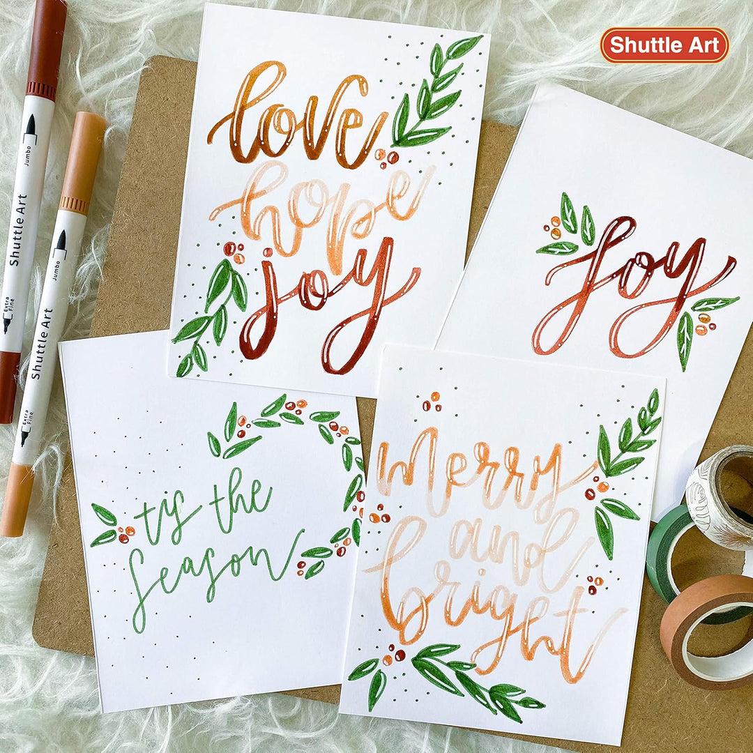 Shuttle Art Dual Brush Pen Set, doppelköpfige Pinselstifte mit weicher Spitze, 56 bunte Aquarellstif