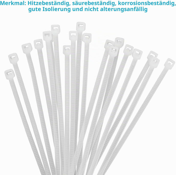 XINGO 1500 Stück Kabelbinder Weiss Set, 100/150/200/300 mm(je 300 Stück), UV Beständig Nylon Verschi