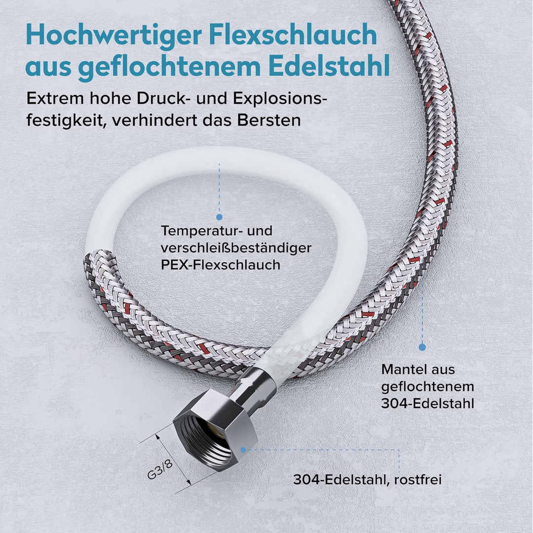 doporro Wasserhahn Küche ausziehbar, Hochdruck Küchenarmatur mit Wasserfall, 3 Strahlarten und Braus