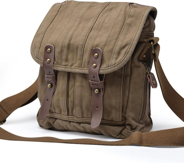 Gootium Vintage Canvas Classic Umhängetasche Messenger Bag/Schultertasche Herren, 25 cm, Armee Grün