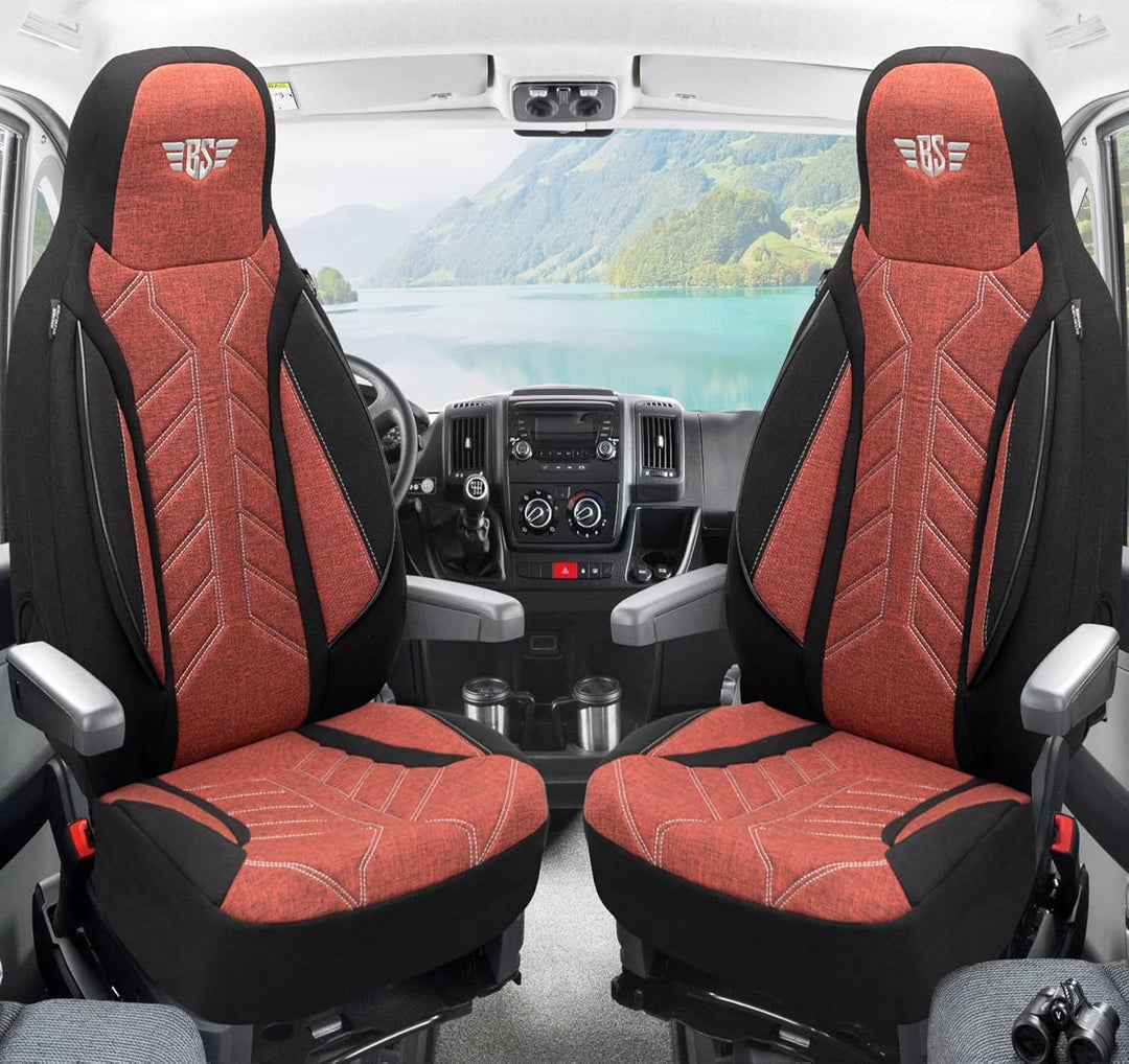BREMER SITZBEZÜGE Wohnmobil Schonbezüge für FIAT Ducato Jumper Boxer PLKT202 PLKT202 - Schwarz/Rot,