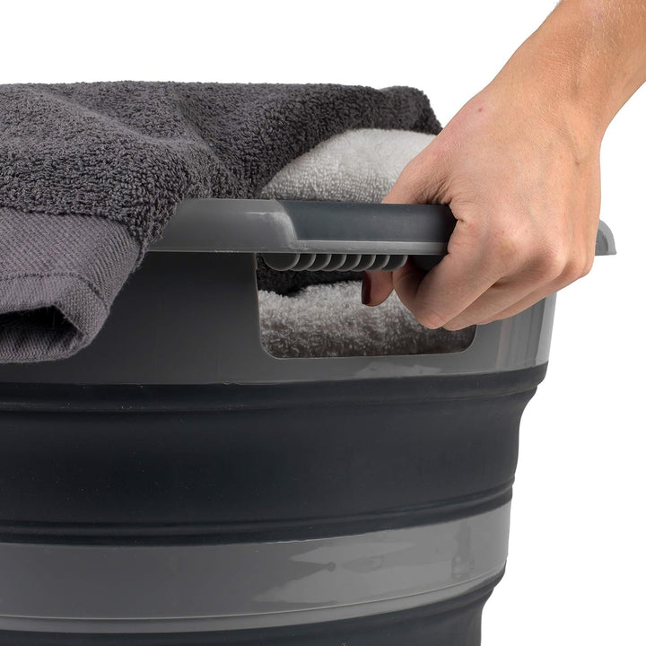 Russell Hobbs LA053879GRYEU ovaler zusammenklappbar faltbarer wäschekorb/wanne, 27L gross waeschekor