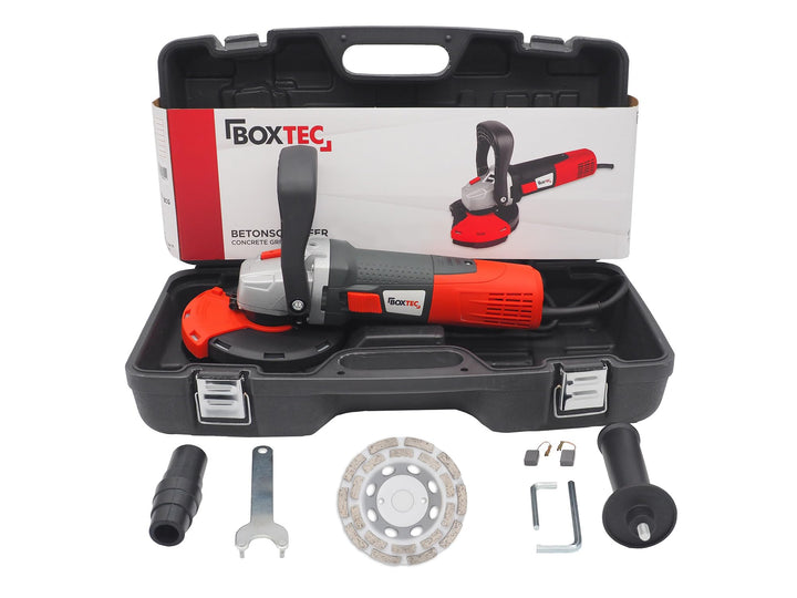 Betonschleifer 125 mm Sanierungsfräse Betonfräse 1.400W mit Drehzahlregelung und Absaughaube, Set mi