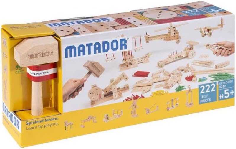 Matador 11222 E222 Baukasten, ab 5 Jahren, holzfarben, bunt