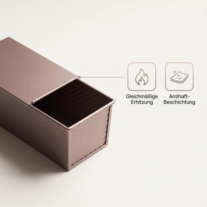 2 Stück Brotbackform Set mit Deckel, Rechteckige Antihaft Kastenform