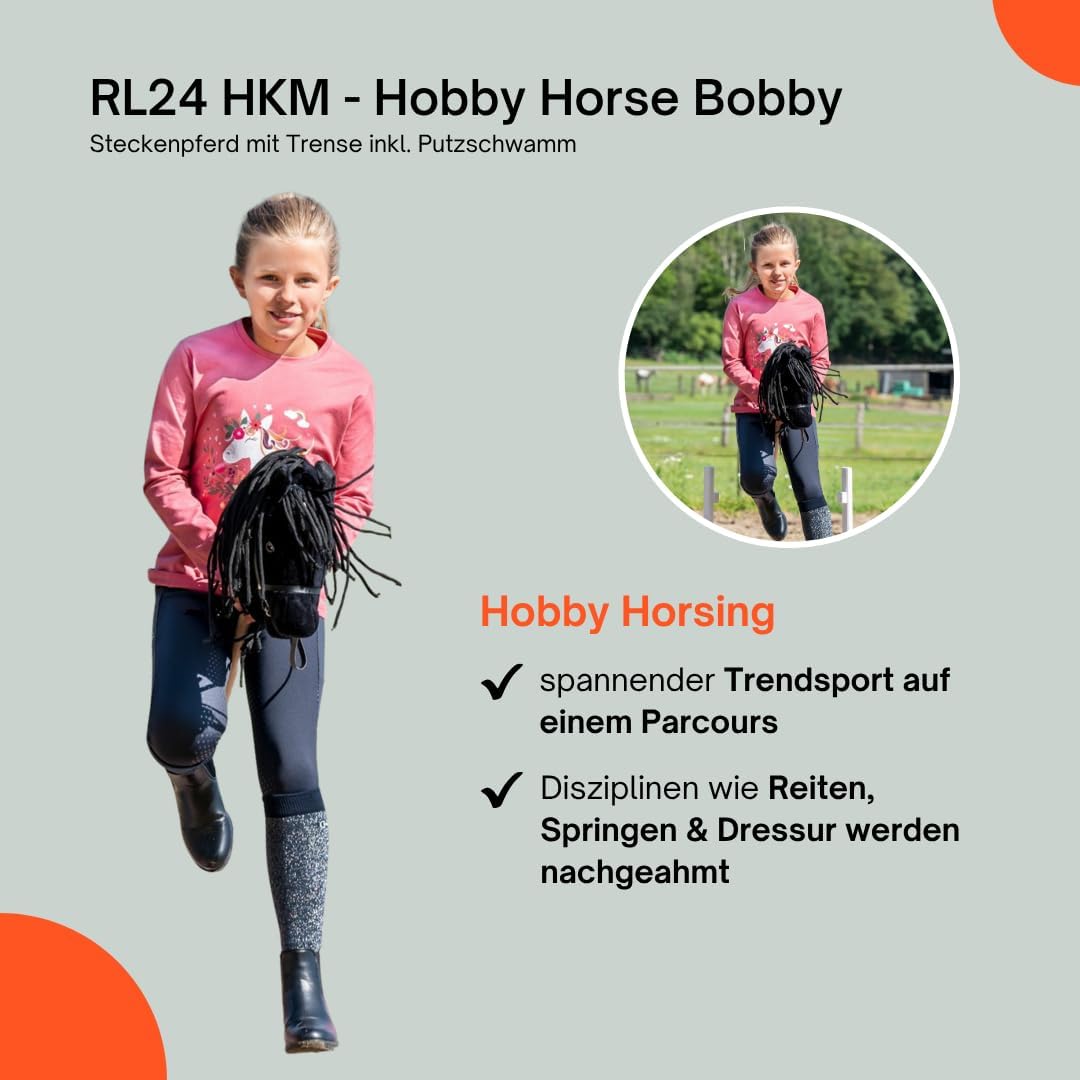 RL24 HKM - Hobby Horse Bobby inkl MagicBrush | Steckenpferd mit Trense | Spielpferd aus Plüsch mit H