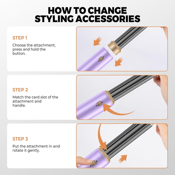 Pro Airstyler 5 in 1 Set, Air brush Hairstyler Ionen Föhnbürste mit 30mm Warmluft-Lockenstab | Haars