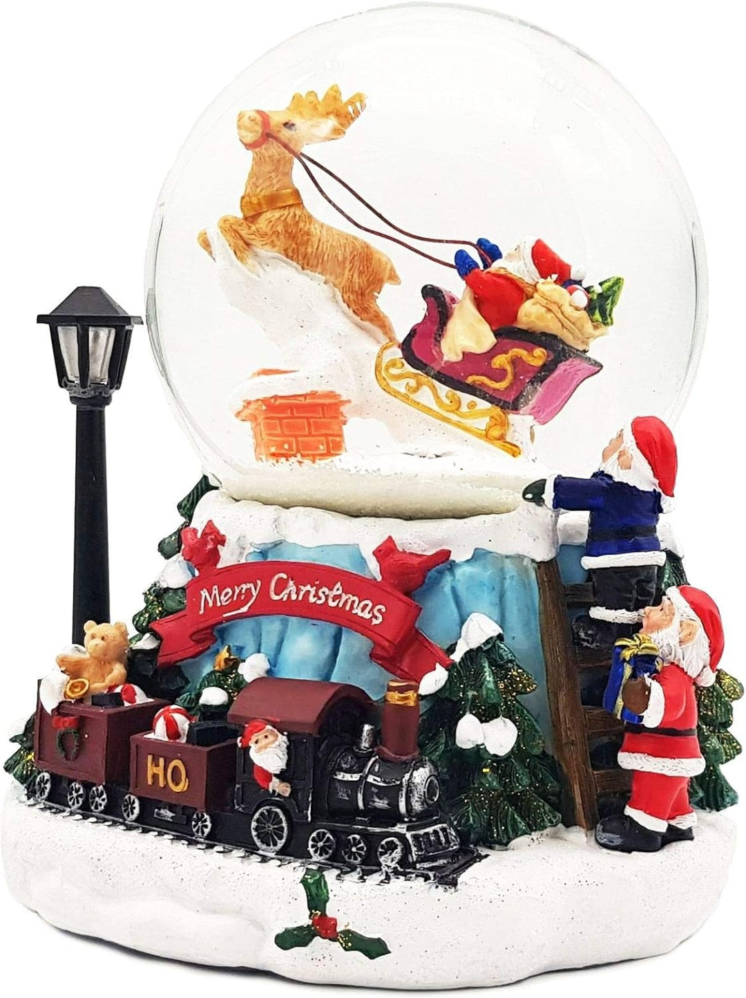 Wichtelstube-Kollektion XL LED Schneekugel Weihnachten elektrischer Schneewirbel, viele Melodien und