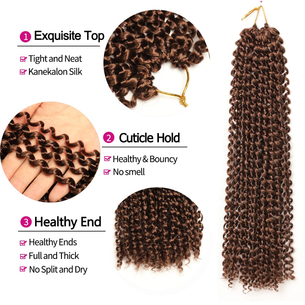 Passion Twist Hair, 7 Packungen 18-Zoll-Wasserwellen-Häkelhaar für langes böhmisches Haar Flechten v