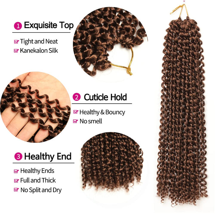 Passion Twist Hair, 7 Packungen 18-Zoll-Wasserwellen-Häkelhaar für langes böhmisches Haar Flechten v