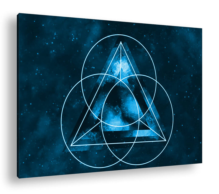 deyoli abstrakte Symbole Kreise und Dreiecke Format 80x60 Effekt: Monocrome Blau als Leinwandbild, M