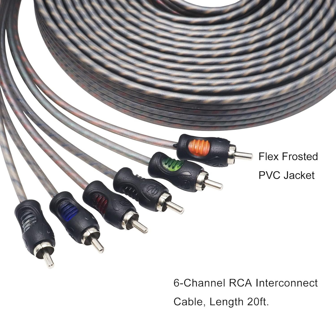 RECOIL RCI620 6-Kanal Cinch-Audiokabel 6 m (20 ft) – 100% OFC, Twisted Pair mit Rauschunterdrückung