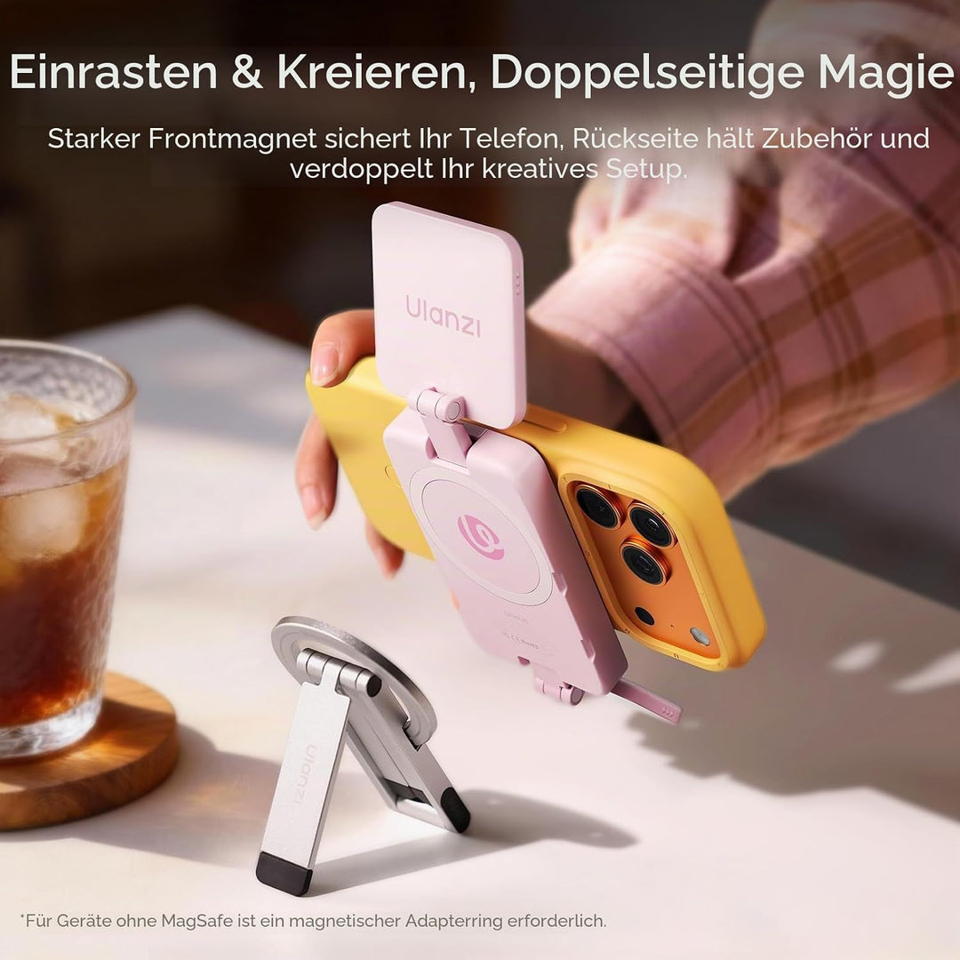 ULANZI GL01 [2026 Aktualisierte] Magnetische Selfie Licht für iPhone, Magnet LED Handy licht mit Zwe