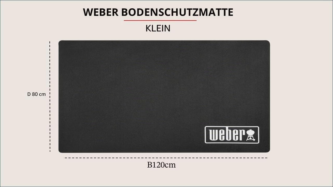 Weber Grillmatte - Klein (120 x 80cm), schützt Terasse / Balkon vor Fettspritzern oder tropfenden Fl
