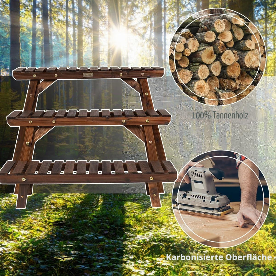 Pflanzenregal aus Holz, Blumenständer für Innen- und Aussenbereiche, Mehrzweck-Topfhalter, Pflanzens