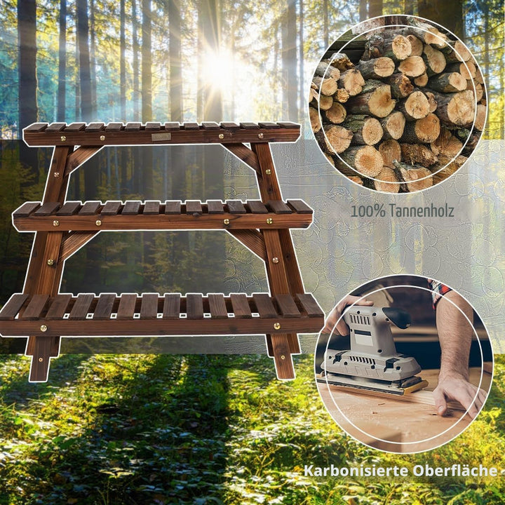 Pflanzenregal aus Holz, Blumenständer für Innen- und Aussenbereiche, Mehrzweck-Topfhalter, Pflanzens