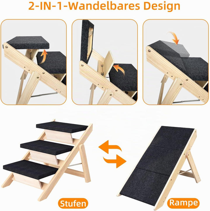 Hundetreppe 3 Stufen, Haustiertreppe Hundetreppe für Kleine und Mittelgrosse Hunde, rutschfest Tragb